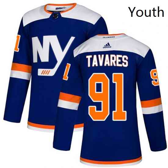 Youth Adidas New York Islanders 91 John Tavares Premier Blue Alternate NHL Jersey